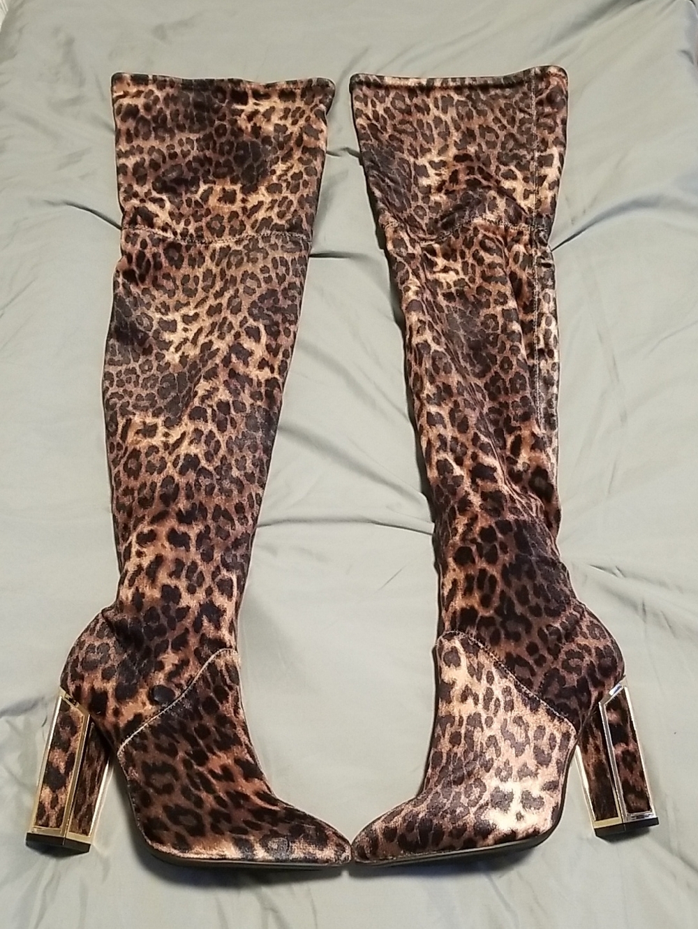 Leopard Print Over-the-Knee Women's Boots - Brown